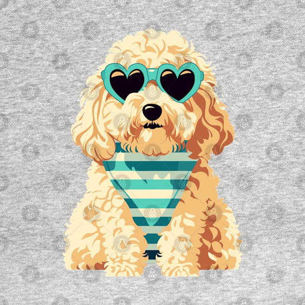 Cute Goldendoodle with Heart Sunglasses by Retroprints